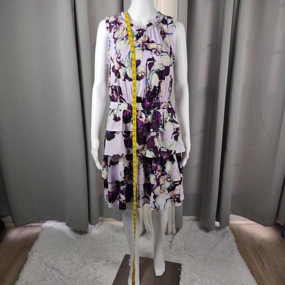 Banana Republic Floral Lilac Sleeveless Tiered A-Line Dress Size 10 Midi Length - Picture 6 of 11
